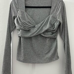 Fashion Nova Gray Long Sleeve Top